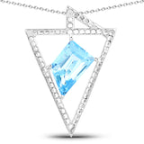 5.00 Carat Genuine Swiss Blue Topaz .925 Sterling Silver Pendant