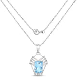 5.76 Carat Genuine Swiss Blue Topaz & White Topaz .925 Sterling Silver Pendant