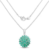 4.09 Carat Genuine Emerald .925 Sterling Silver Pendant