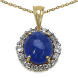 14K Yellow Gold Plated 8.05 Carat Genuine Tanzanite & White Topaz .925 Sterling Silver Pendant