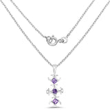 0.32 Carat Genuine Amethyst and White Diamond .925 Sterling Silver Pendant
