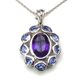 4.26 Carat Genuine Amethyst and Tanzanite .925 Sterling Silver Pendant