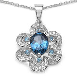 1.77 Carat Genuine Multi-Gems and 0.13 ct..t.w Genuine Diamond Accents Sterling Silver Pendant