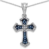 0.28 Carat Genuine Blue Diamond .925 Sterling Silver Pendant