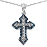 0.54 Carat Genuine Blue Diamond & White Diamond .925 Sterling Silver Pendant