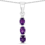 0.50 ct Genuine Amethyst and White Topaz .925 Sterling Silver Pendant
