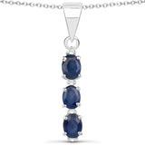 0.62 ct Genuine Blue Sapphire and White Topaz .925 Sterling Silver Pendant