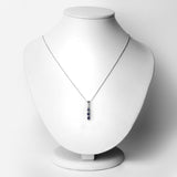 0.62 ct Genuine Blue Sapphire and White Topaz .925 Sterling Silver Pendant