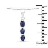 0.62 ct Genuine Blue Sapphire and White Topaz .925 Sterling Silver Pendant