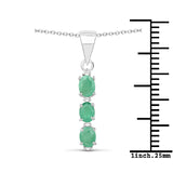 0.44 Carat Genuine Emerald and White Topaz .925 Sterling Silver Pendant