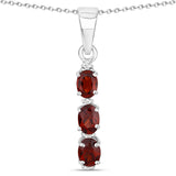 0.62 Carat Genuine Garnet and White Topaz .925 Sterling Silver Pendant