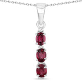 0.53 Carat Genuine Pink Tourmaline and White Topaz .925 Sterling Silver Pendant