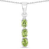 0.53 Carat Genuine Peridot and White Topaz .925 Sterling Silver Pendant
