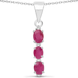 0.68 Carat Genuine Ruby and White Topaz .925 Sterling Silver Pendant