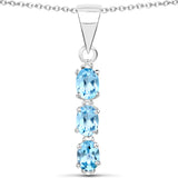0.59 Carat Genuine Swiss Blue Topaz and White Topaz .925 Sterling Silver Pendant