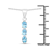0.59 Carat Genuine Swiss Blue Topaz and White Topaz .925 Sterling Silver Pendant
