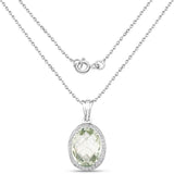 8.21 Carat Genuine Green Amethyst and White Topaz .925 Sterling Silver Pendant