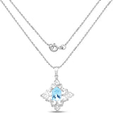 6.10 Carat Genuine Swiss Blue Topaz .925 Sterling Silver Pendant
