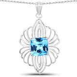 10.81 Carat Genuine Swiss Blue Topaz .925 Sterling Silver Pendant