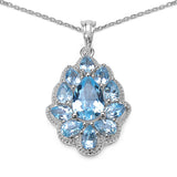 8.80 Carat Genuine Blue Topaz Sterling Silver Pendent