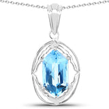 6.11 Carat Genuine Swiss Blue Topaz .925 Sterling Silver Pendant