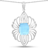 9.42 Carat Genuine Swiss Blue Topaz .925 Sterling Silver Pendant