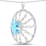 10.31 Carat Genuine Swiss Blue Topaz .925 Sterling Silver Pendant