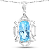 10.54 Carat Genuine Swiss Blue Topaz .925 Sterling Silver Pendant