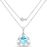 11.11 Carat Genuine Swiss Blue Topaz .925 Sterling Silver Pendant