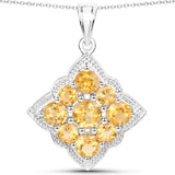 3.72 Carat Genuine Citrine .925 Sterling Silver Pendant