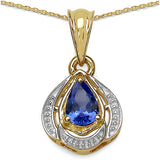 14K Yellow Gold Plated 0.60 Carat Genuine Tanzanite .925 Sterling Silver Pendant