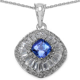 2.32 Carat Genuine Tanzanite .925 Sterling Silver Pendant