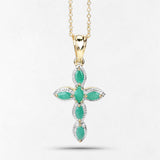 18K Yellow Gold Plated 0.84 Carat Genuine Emerald .925 Sterling Silver Pendant