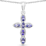 0.84 Carat Genuine Tanzanite .925 Sterling Silver Pendant