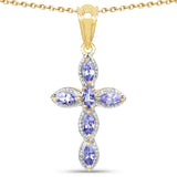 14K Yellow Gold Plated 0.84 Carat Genuine Tanzanite .925 Sterling Silver Pendant