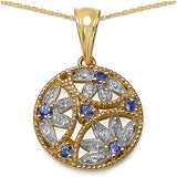 14K Yellow Gold Plated 0.28 Carat Genuine Tanzanite .925 Sterling Silver Pendant