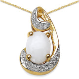14K Yellow Gold Plated 0.88 Carat Genuine Opal .925 Sterling Silver Pendant