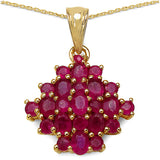 14K Yellow Gold Plated 3.42 Carat Genuine Ruby .925 Sterling Silver Pendant