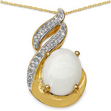 14K Yellow Gold Plated 1.90 Carat Genuine Opal .925 Sterling Silver Pendant
