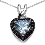 1.15 Carat Genuine Aquamarine & Black Spinel .925 Sterling Silver Pendant