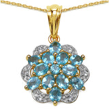 14K Gold Plated 1.97 Carat Amethyst Pendant with 0.23 Carat Multi-Gems in Sterling Silver