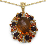 14K Yellow Gold Plated 7.70 Carat Genuine Multi Stone .925 Sterling Silver Pendant