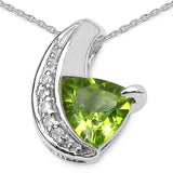 0.73 Carat Genuine Peridot .925 Sterling Silver Pendant