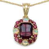 14K Yellow Gold Plated 2.96 Carat Genuine Rhodolite .925 Sterling Silver Pendant
