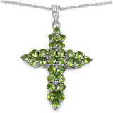 5.29 Carat Genuine Peridot & White Topaz .925 Sterling Silver Pendant