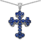 3.22 Carat Genuine Sapphire .925 Sterling Silver Pendant