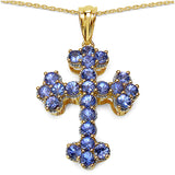 14K Yellow Gold Plated 2.30 Carat Genuine Tanzanite .925 Sterling Silver Pendant