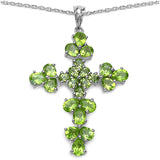 6.64 Carat Genuine Peridot .925 Sterling Silver Pendant
