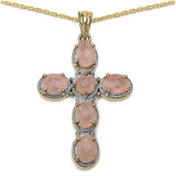 14K Yellow Gold Plated 4.85 Carat Genuine Morganite .925 Sterling Silver Pendant