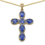 14K Yellow Gold Plated 4.25 Carat Genuine Tanzanite .925 Sterling Silver Pendant
